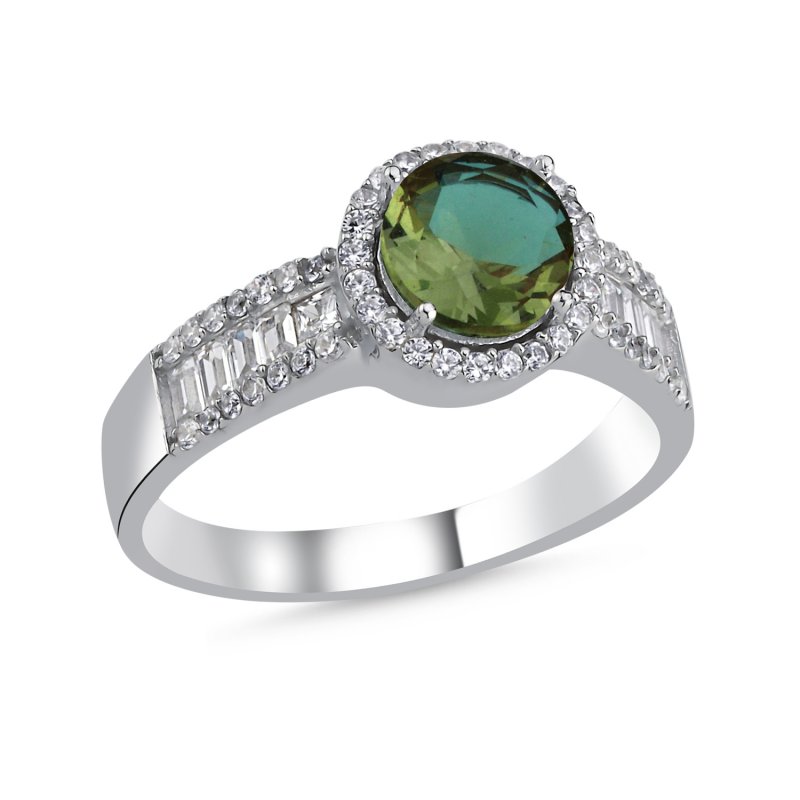 Zultanite Baguette & CZ Halo Solitaire Ring - R106179