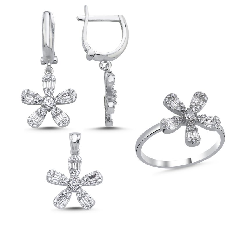 Flower Baguette CZ Set - S106246