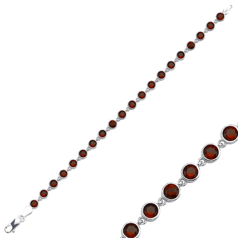 Garnet Round CZ Tennis Bracelet - B106299