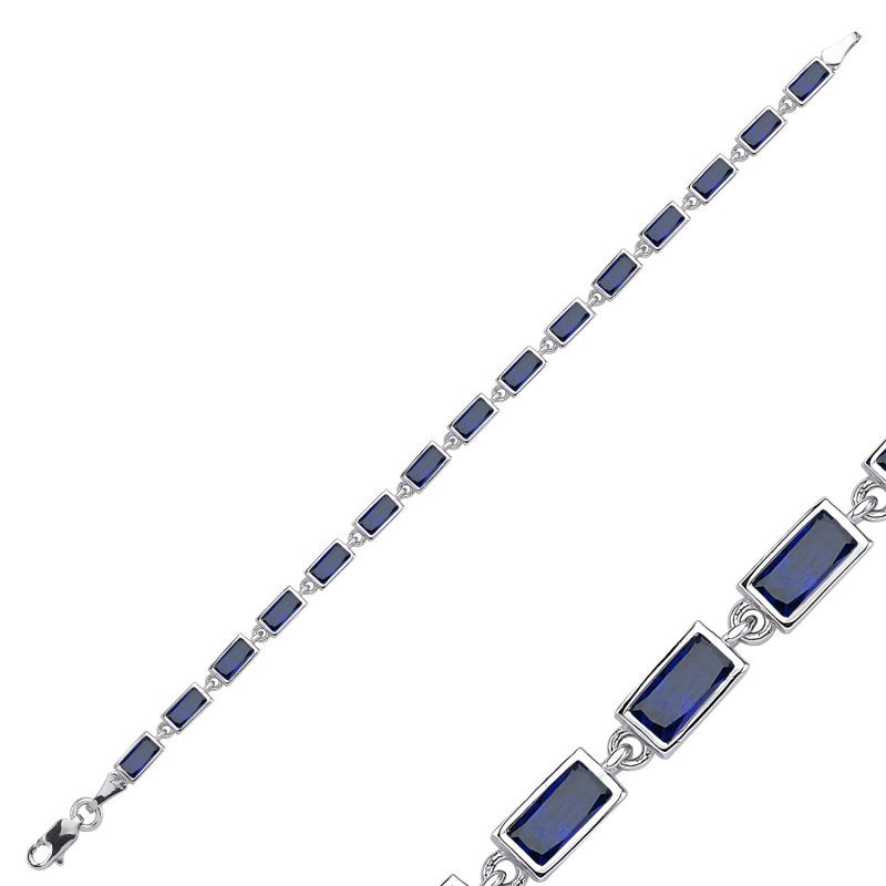 Safir Dörtgen Zirkon Taşlı Suyolu Bileklik - B106301