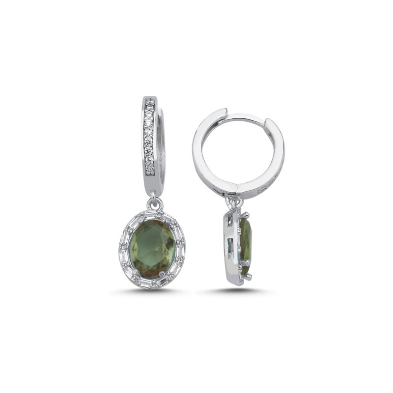 Zultanite Baguette CZ Oval & Halo Huggie Hoop Earrings - E106419