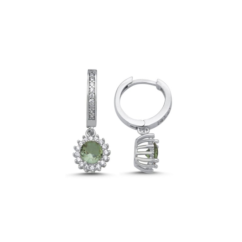 Zultanite CZ Round Cut & Halo Huggie Hoop Earrings - E106424