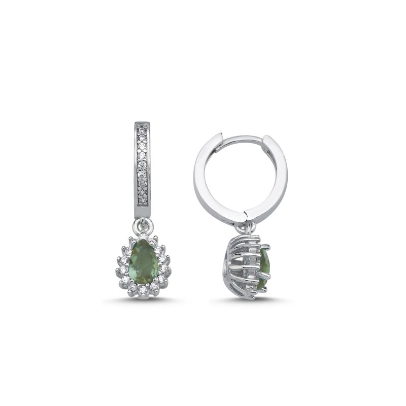 Zultanite CZ Teardrop & Halo Huggie Hoop Earrings - E106429