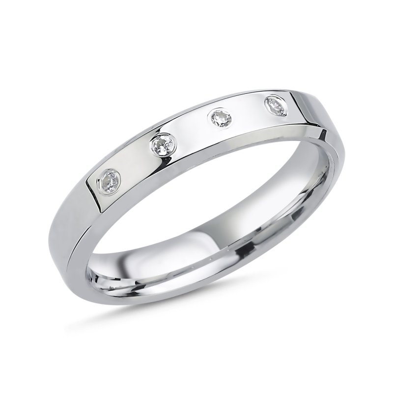 4mm CZ & Beveled Edge Band Ring - WR106445