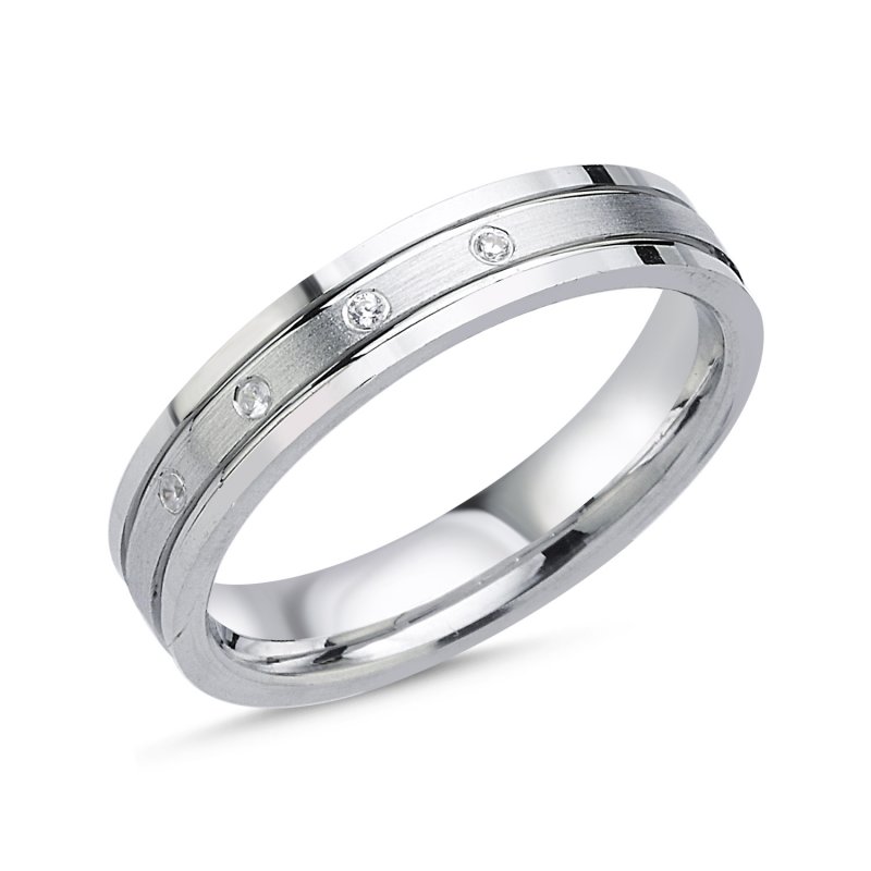 4mm CZ & Brushed Band Ring - WR106446