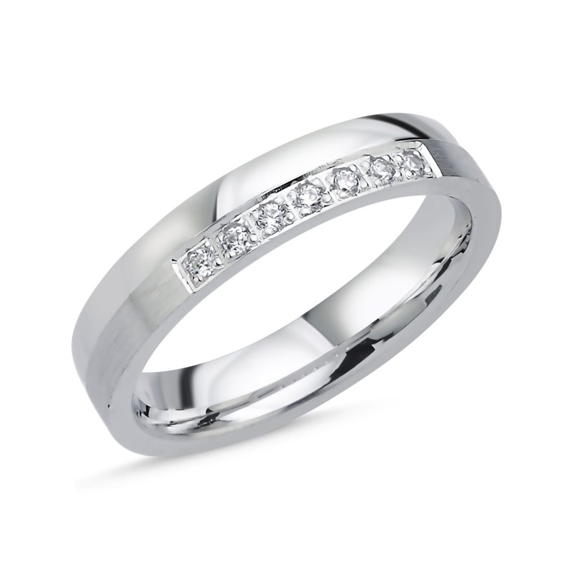 4mm CZ & Brushed Band Ring - WR106450