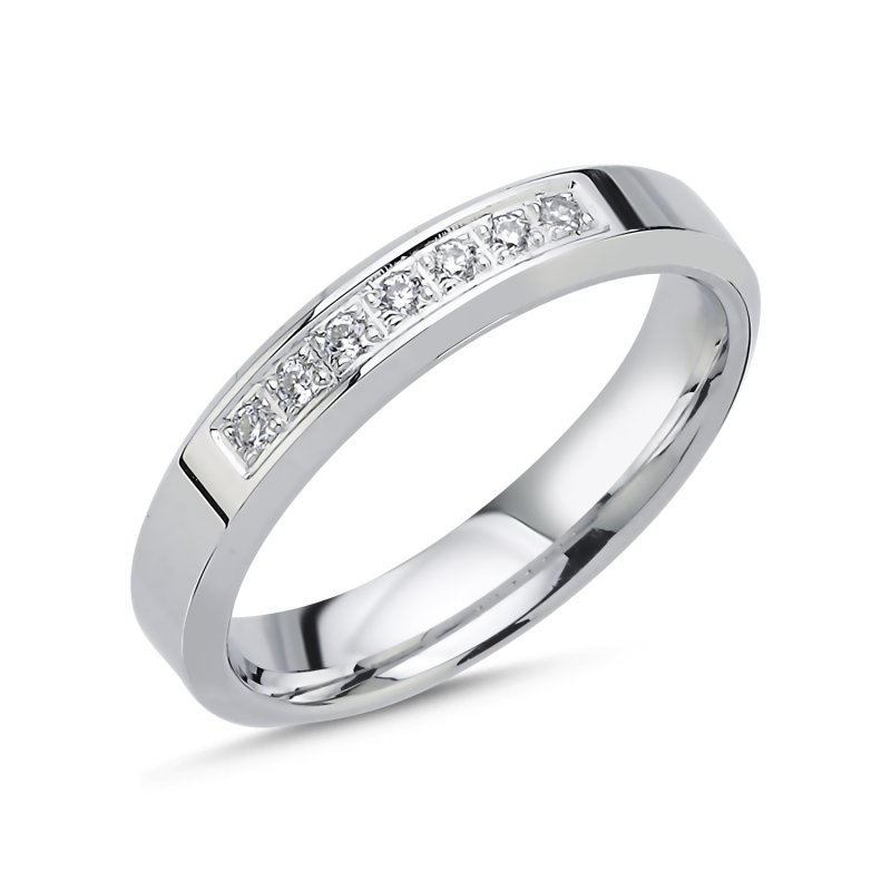4mm CZ & Beveled Edge Band Ring - WR106451