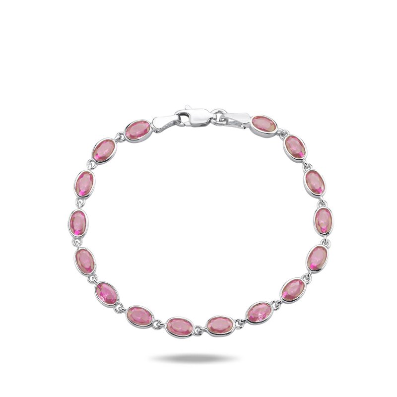 Oval Pink CZ Tennis Bracelet - B106476