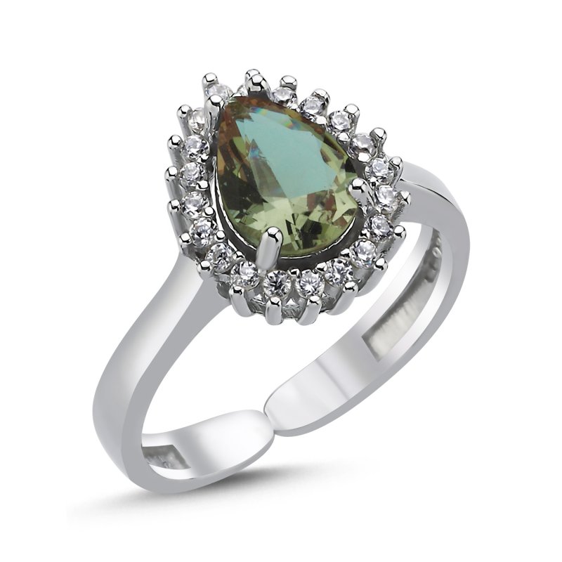 Zultanite Teardrop Cut CZ Adjustable Halo Solitaire Ring - R106493