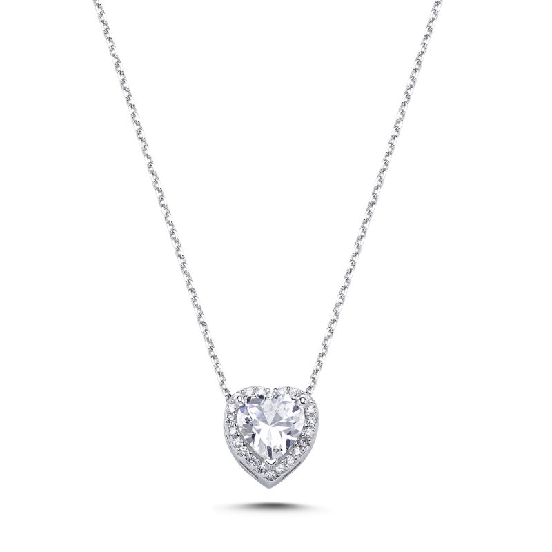 Heart Halo CZ Solitaire Necklace - N106499