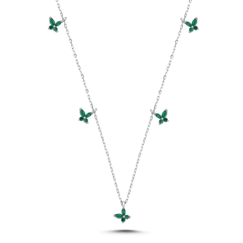 Butterfly Emerald CZ Charm Necklace - N106546