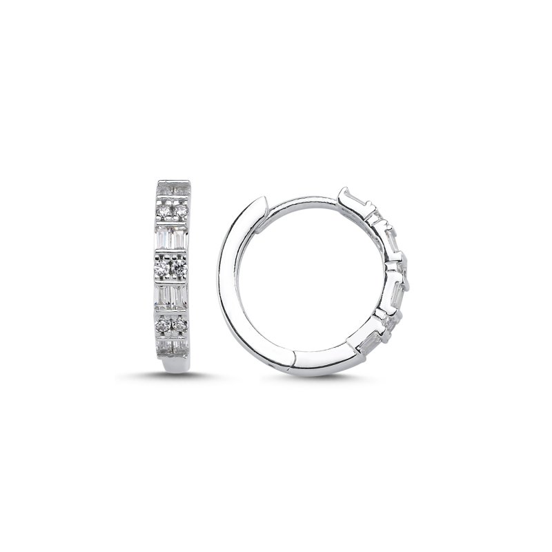 18mm Baguette CZ Hoop Earrings - E106572