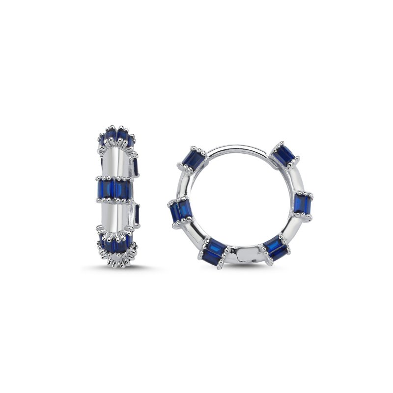 18mm Baguette Sapphire CZ Hoop Earrings - E106580