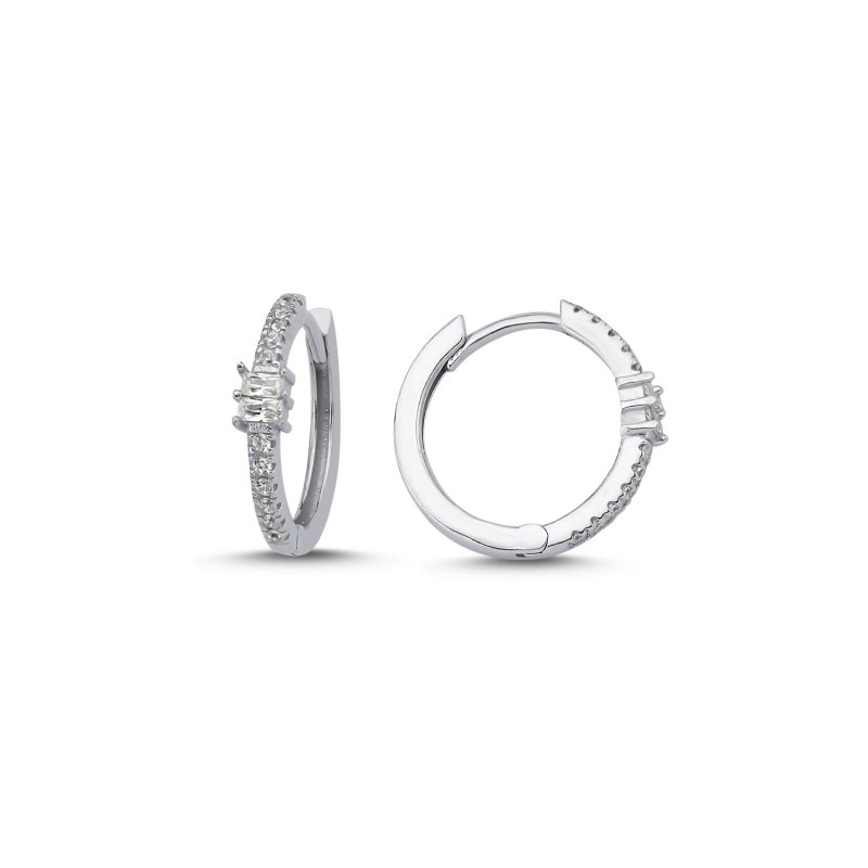 18mm Baguette CZ Hoop Earrings - E106583