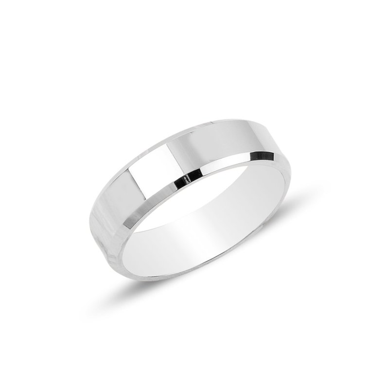 5mm Beveled Edge Flat Plain Band Ring - R106751