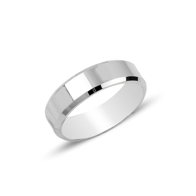 5mm Beveled Edge Flat Plain Band Ring - R106752