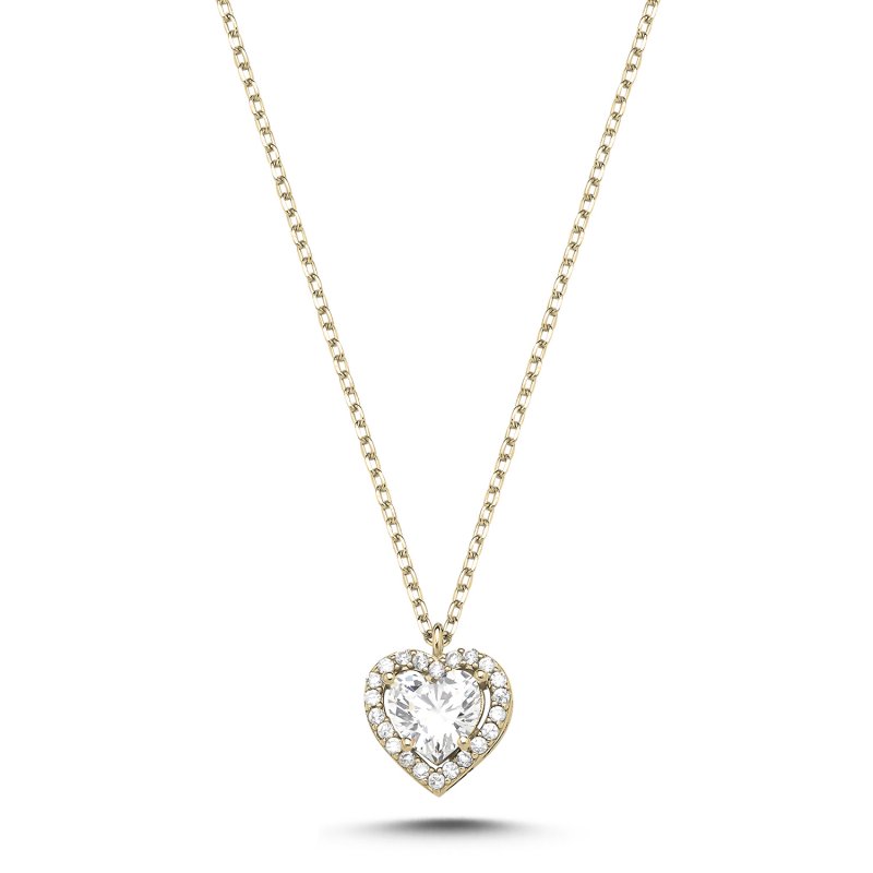 Heart Halo CZ Solitaire Necklace - N106794