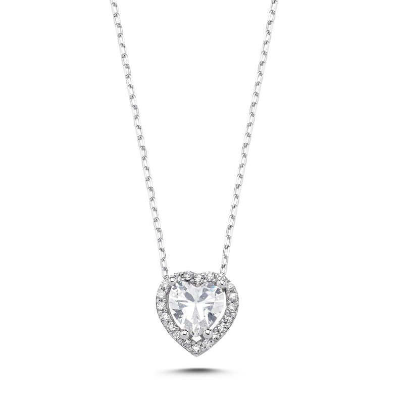 Heart Halo CZ Solitaire Necklace - N106819