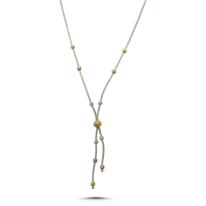 Diamond Cut Tricolor Ball Kazaz Choker Necklace - N106872