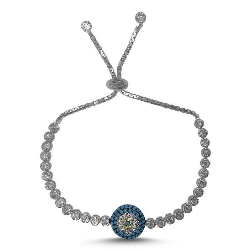Evil Eye CZ Adjustable Sliding Bracelet - B106912