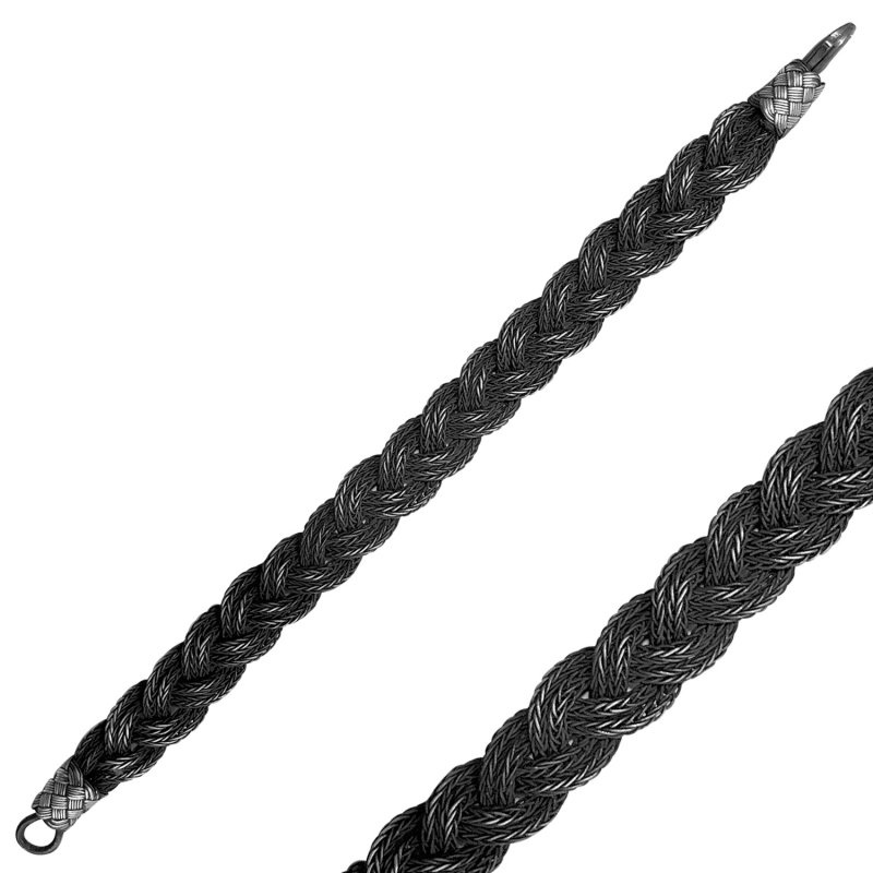 Oxidised Kazaz Hand Knitted Bracelet - B107021