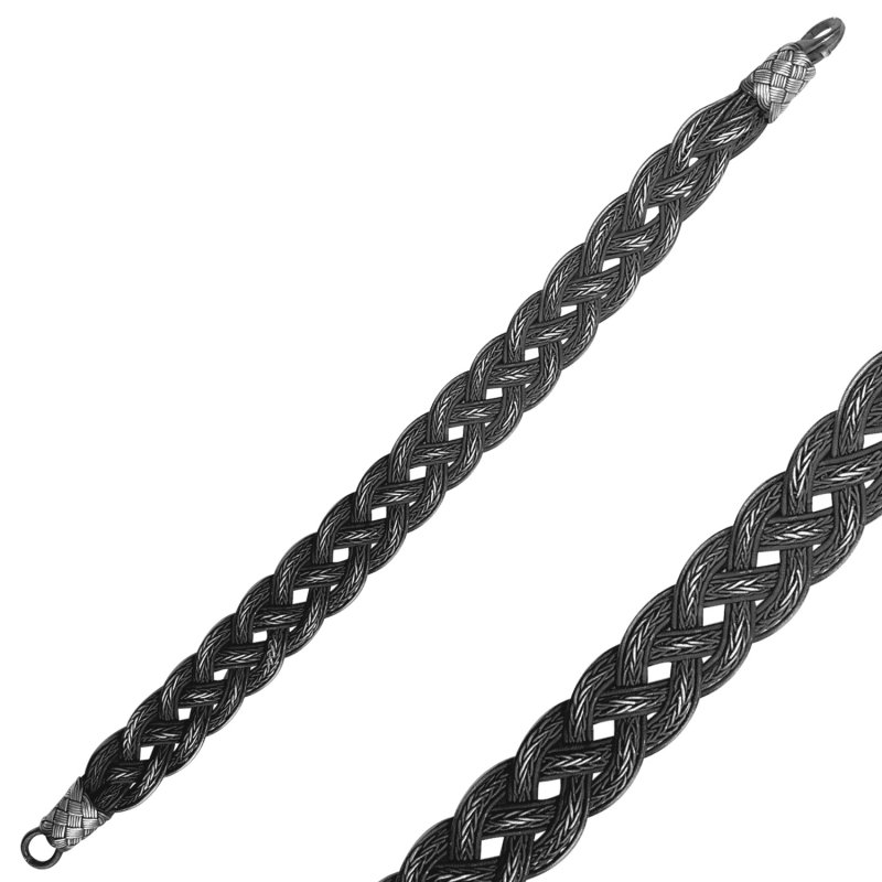 Oxidised Kazaz Hand Knitted Bracelet - B107023