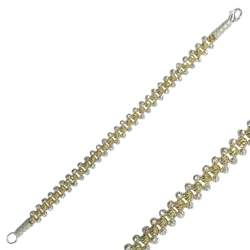 Diamond Cut Dual Color Ball Kazaz Hand Knitted Bracelet - B107049