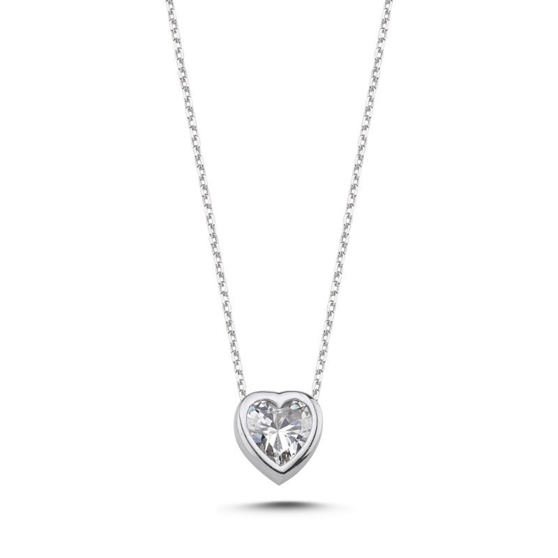 Heart CZ Solitaire Necklace - N107136