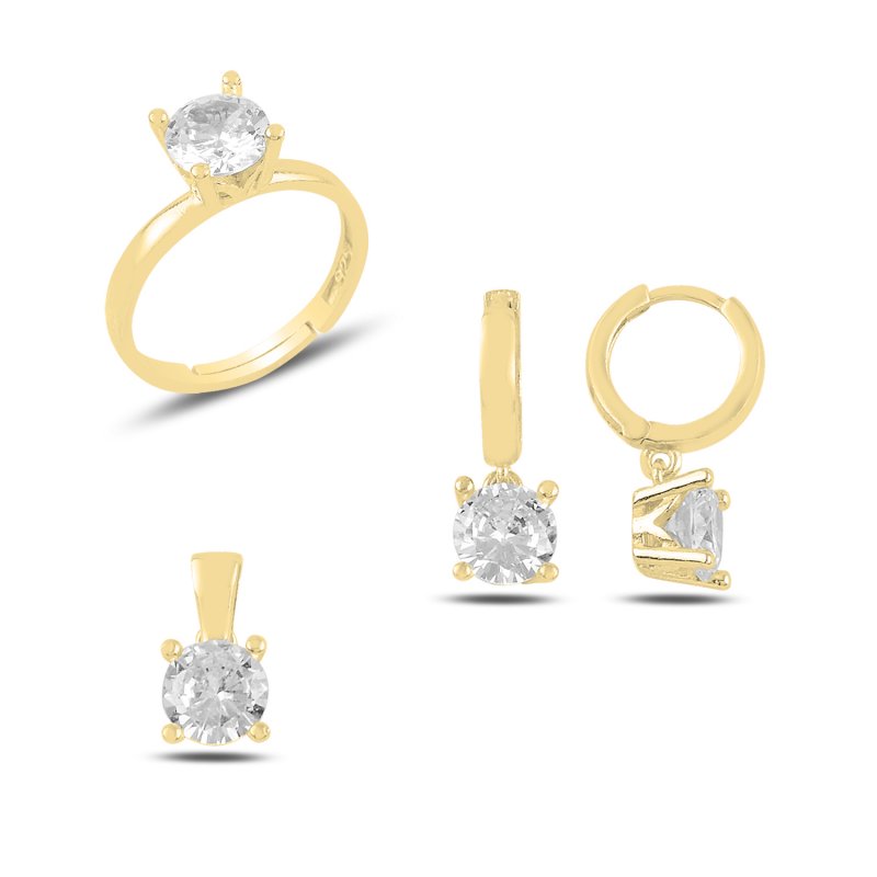 Solitaire CZ Adjustable Size Ring Set - S107149