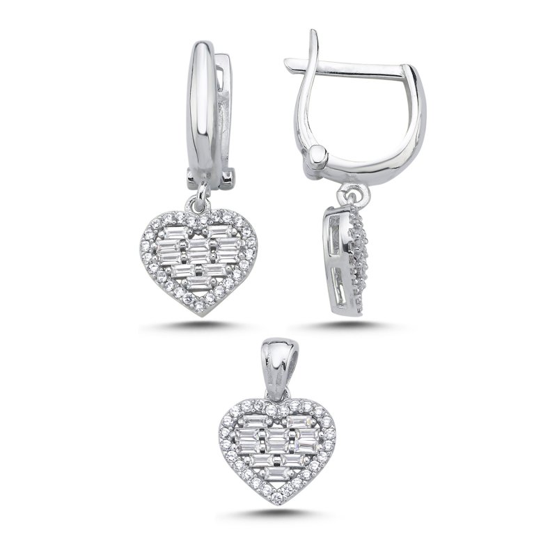 Heart Baguette CZ Set - S107184
