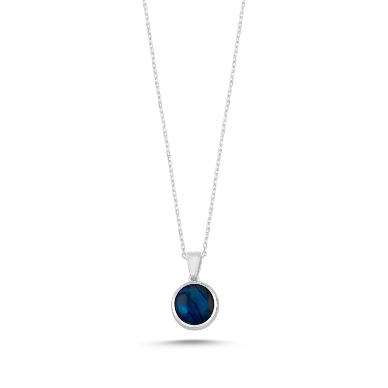 Round Abalone Mother Of Pearl Solitaire Necklace - N107206