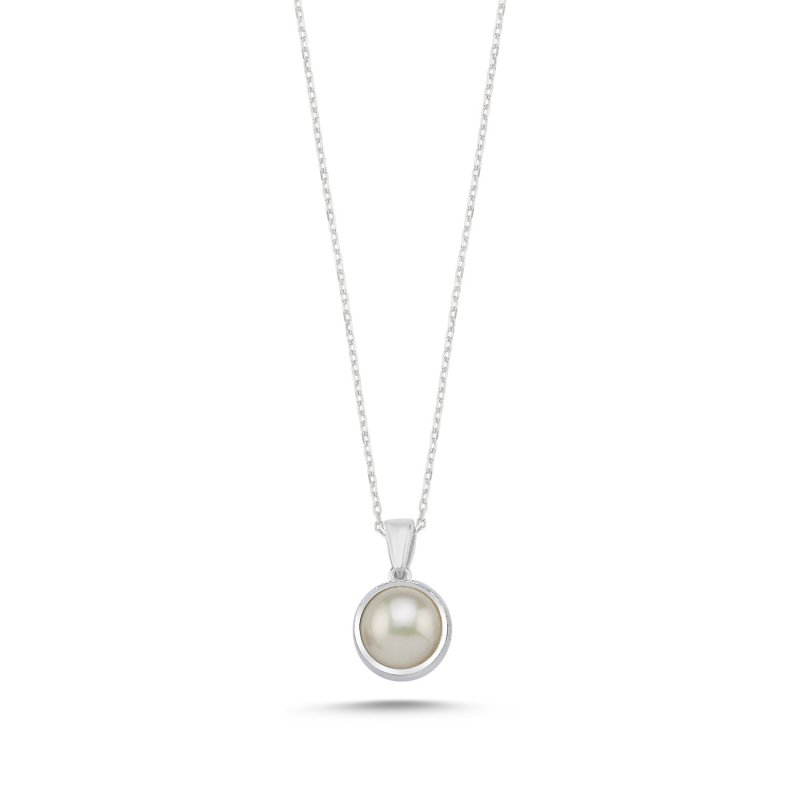 Round Pearl Solitaire Necklace - N107207