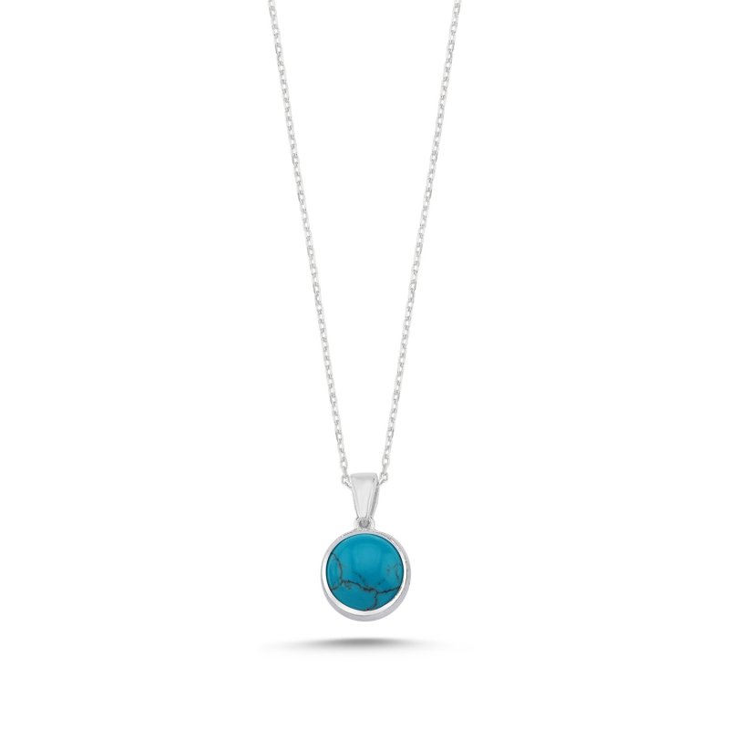 Round Turquoise Solitaire Necklace - N107208