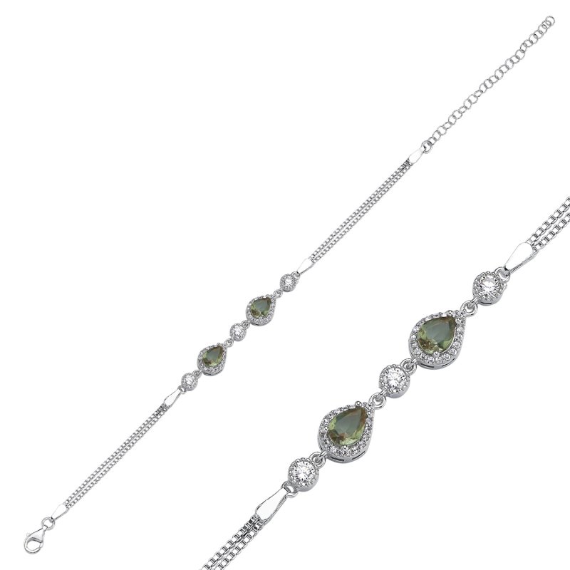 Zultanite Teardrop CZ & Box Chain Bracelet - B107215
