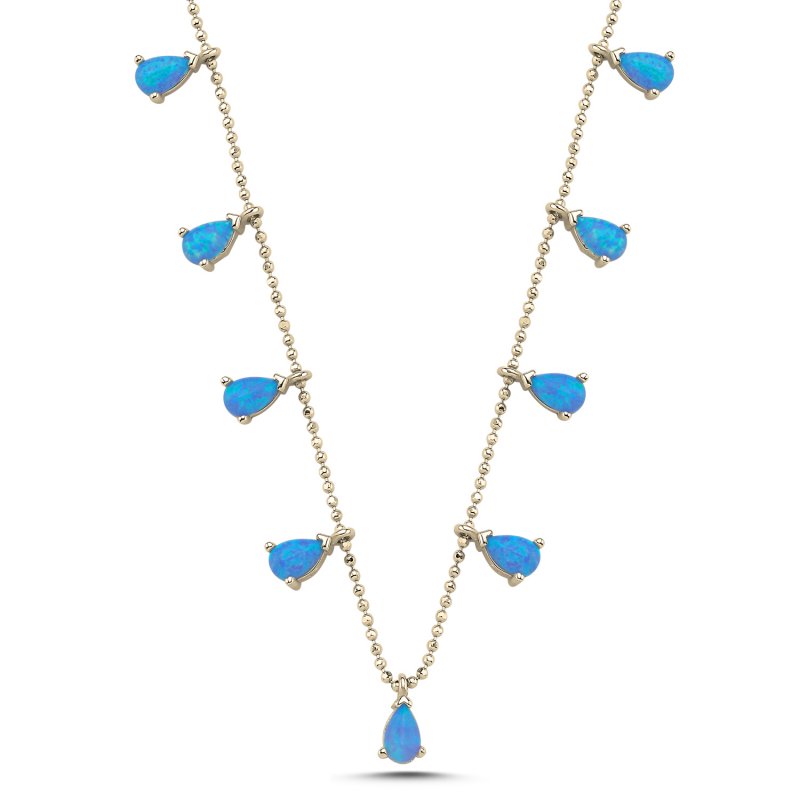 Teardrop Opal Dangle Charm Necklace - N107253