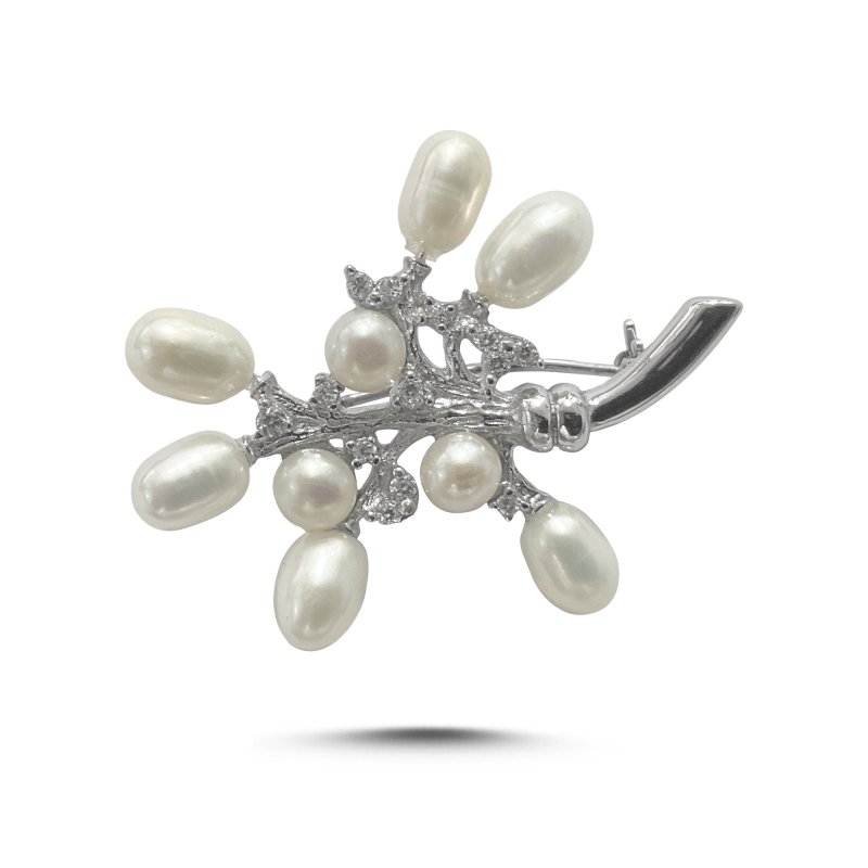 Pearl & CZ Brooch - BR107255