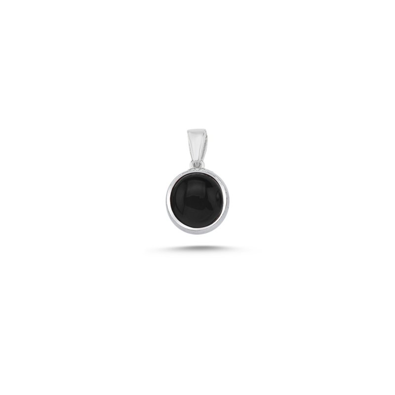 Round Onyx Solitaire Pendant - P107258