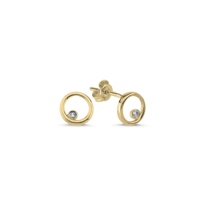 Circle CZ Stud Earrings - E107298