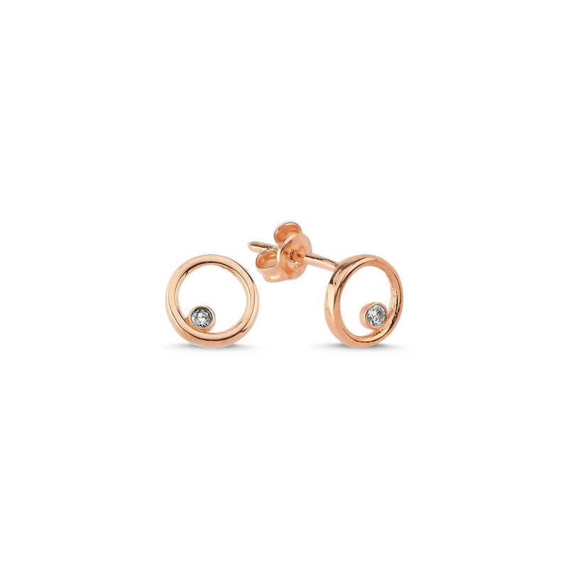 Circle CZ Stud Earrings - E107298