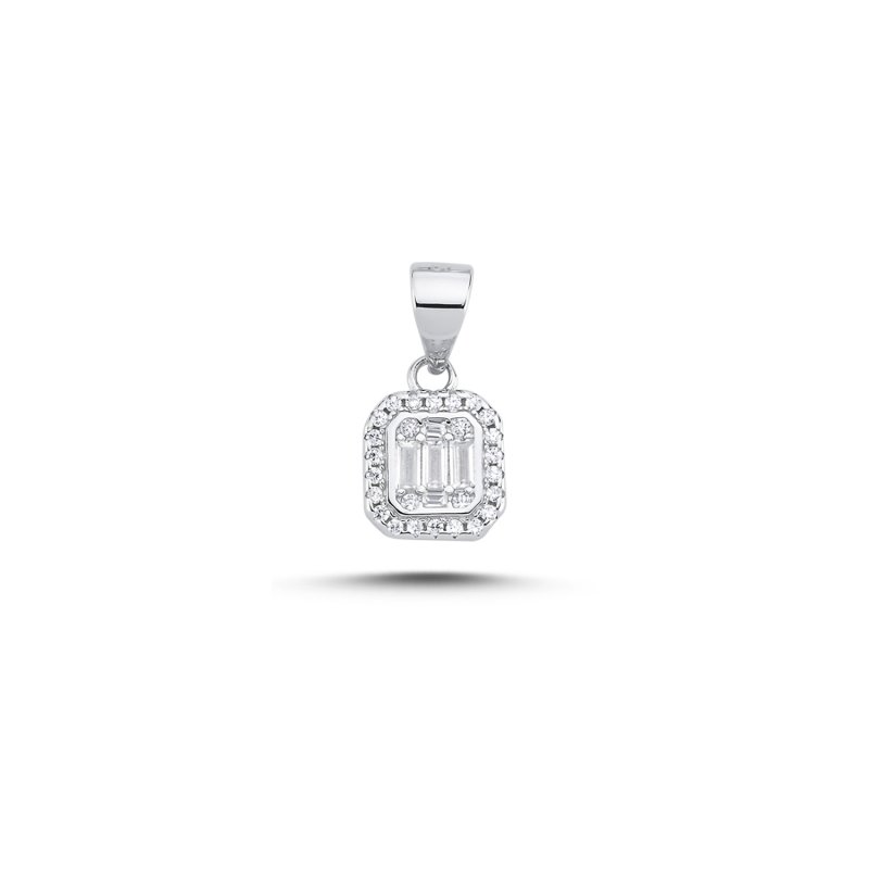 Baguette Square CZ Pendant - P107323