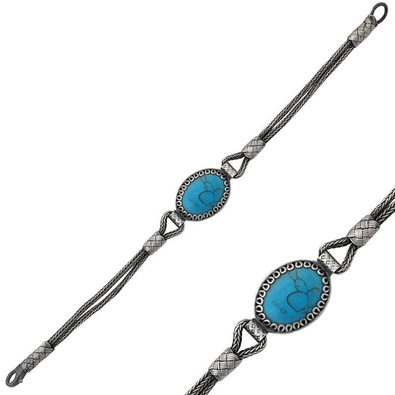 Turkuaz Taşlı Kazaz Bileklik - B107348