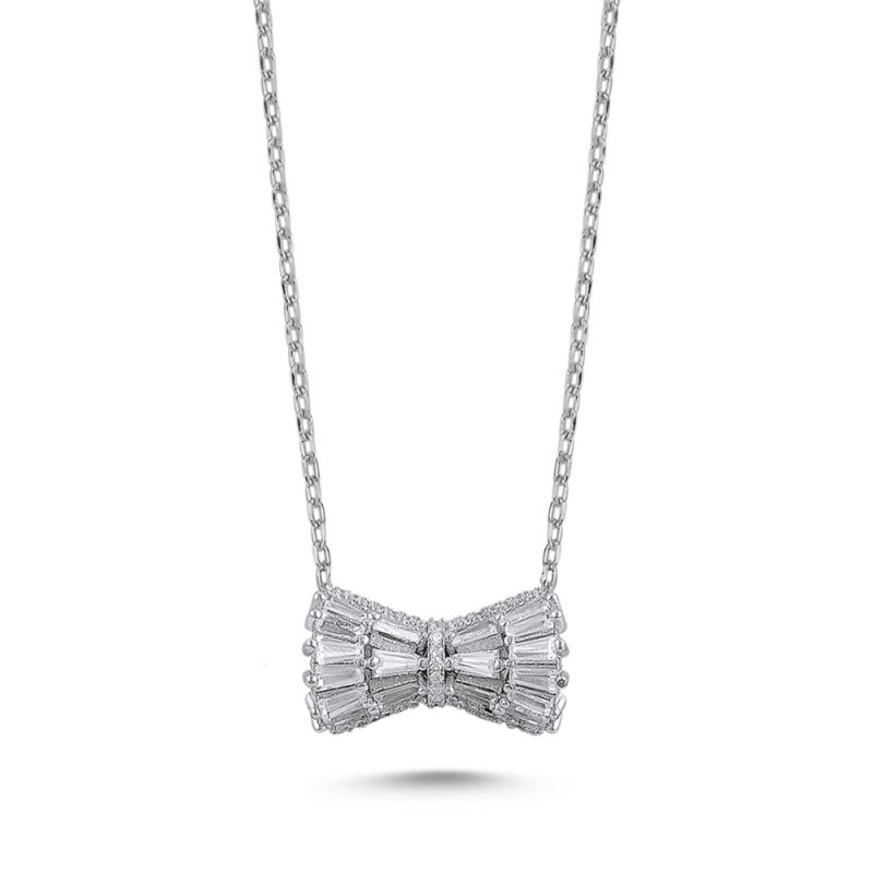 Baguette CZ Bow Tie Necklace - N107381