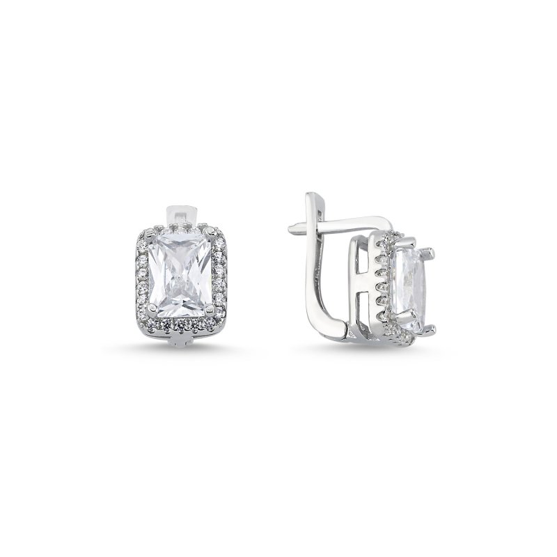 Baguette CZ Latch Back Earrings - E107432