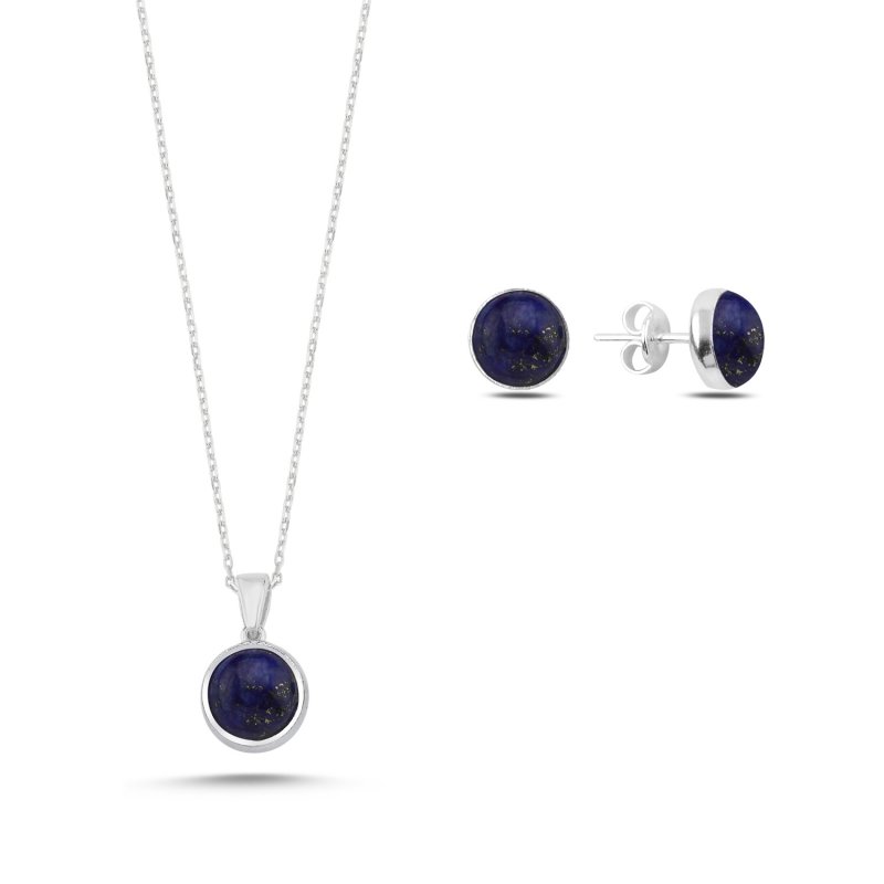 Round Lapis Lazuli Solitaire Set - S107459
