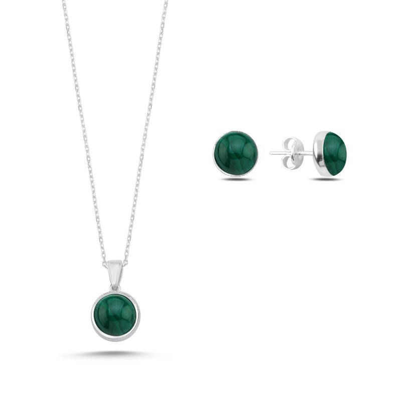 Round Malachite Solitaire Set - S107468