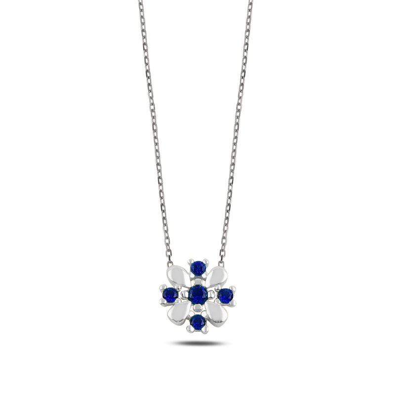 Colored CZ Flower Necklace - N107471