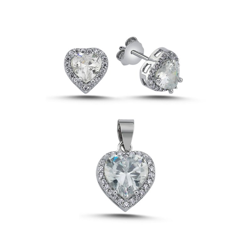 Heart Halo CZ Set - S107533