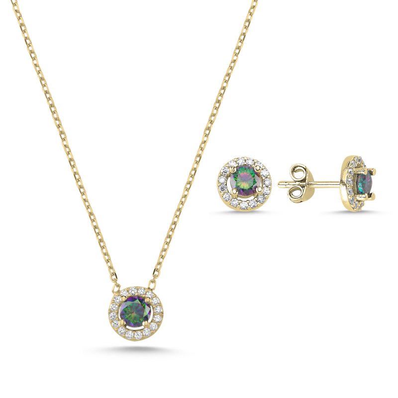 Halo Solitaire Mystic Topaz CZ Set - S107554
