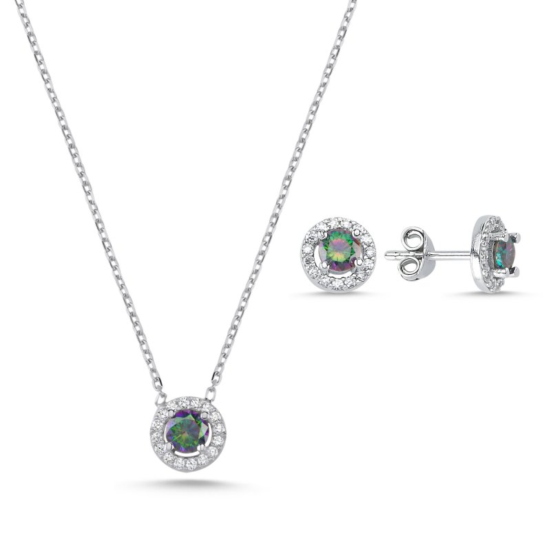 Halo Solitaire Mystic Topaz CZ Set - S107554