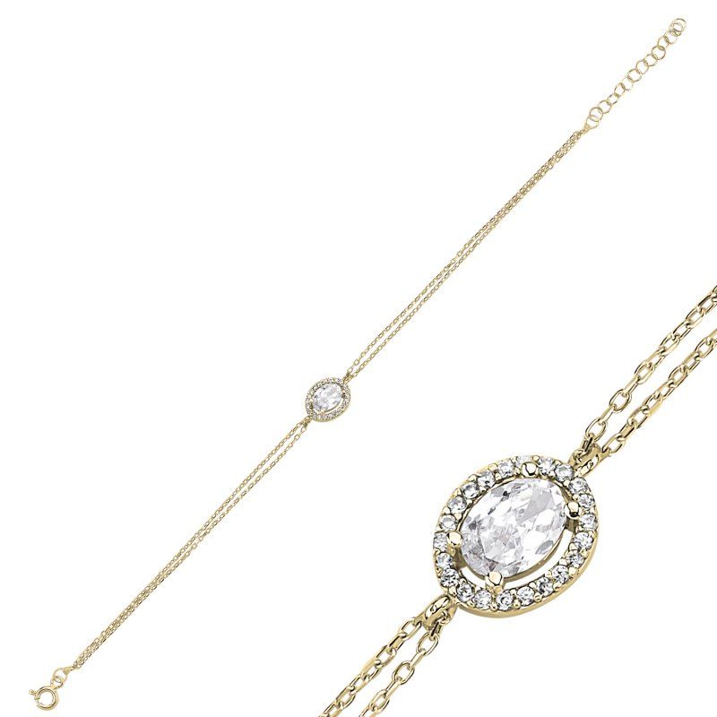 Halo Solitaire CZ Bracelet - B107561